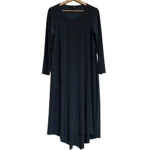 Sun Kim Green Midi Tunic Dress Long Sleeve Lagenlook Artsy Size S